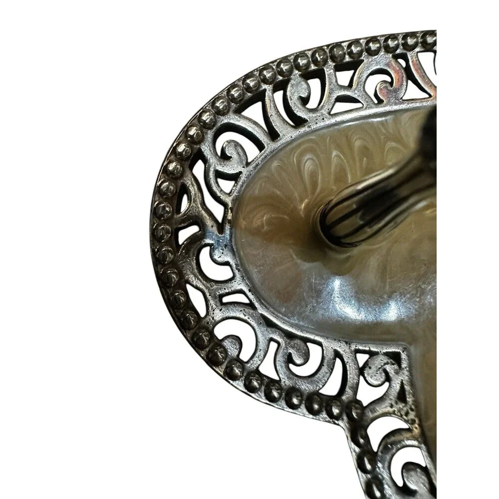 Brighton Lacie Daisy Heart Silver , Crystal & Enamel 3 Place Ring Holder